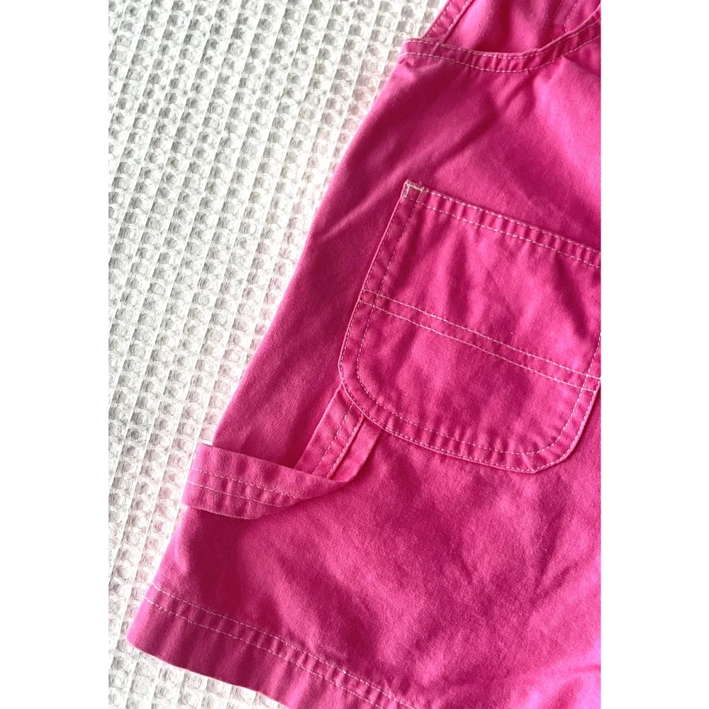 Vintage OshKosh B'gosh Vestbak Girls 4T Overall Shortall Pink Carpenter 90s Y2K